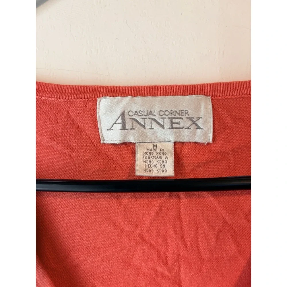 Vintage Casual Corner Annex Salmon Pink Cardigan 1 Button Size‎ Medium V Neck